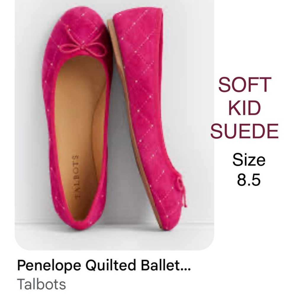 TALBOTS PENELOPE QUILTED BALLET FLATS -
STUDDED KID SUEDE PINK SIZE 8.5